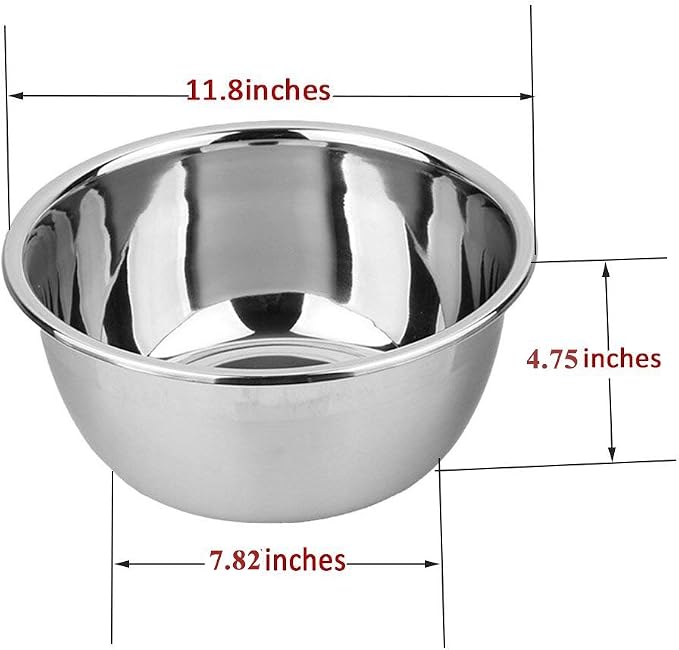 meleg otthon Stainless Steel Bowl,6.5ＱT Salad Bowl,Metal Bowls,Stainless Steel Basin,Heavy Duty Deeper Edge Mirror Finish Dishwasher Safe Bowl (XL)… - Image 2