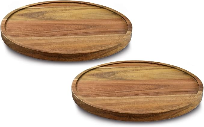 11" Acacia Wood Lazy Susan Organizer Kitchen Turntable for Cabinet Pantry Table Organization,2 Pack by AUAM