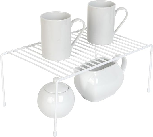 Smart Design Cabinet Storage Shelf Rack - Medium (8.5 x 13.25 Inch) - Steel Metal Wire - Cupboard, Plate, Dish, Counter & Pantry Organizer Organization - Kitchen [White] by PROMART