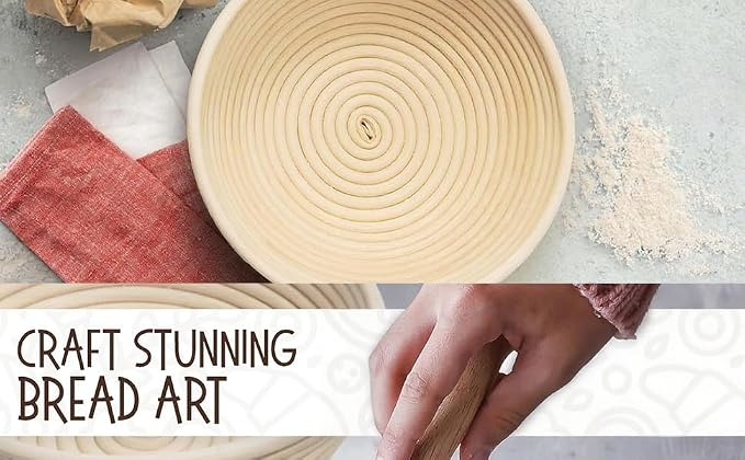 Sourdough starter kit with round and oval proofing baskets, bread sling, fermenter, dough mixer, scraper, mold, complete tool set and bag for complete sourdough bread baking supplies - Image 7