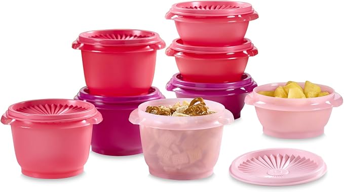 Tupperware Heritage Collection, New 16 Piece Food Storage Container Set in Vintage Pink, Dishwasher Safe and BPA Free (8 containers, 8 lids) by Tupperware