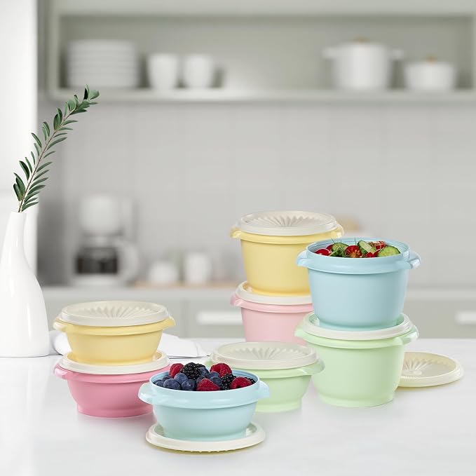 Tupperware Heritage Collection, New 16 Piece Food Storage Container Set in Vintage Colors, Dishwasher Safe and BPA Free (8 containers, 8 lids) - Image 6