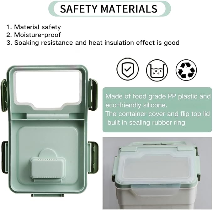 Large Flour Storage Container Bin 25lb, 4 Pack Airtight Rice Storage Containers with Wheels Seal Locking Lid, BPA Free, with Measuring Cup |Scoop, for Beans, Sugar, Grain, Dry Food - Green - Image 3