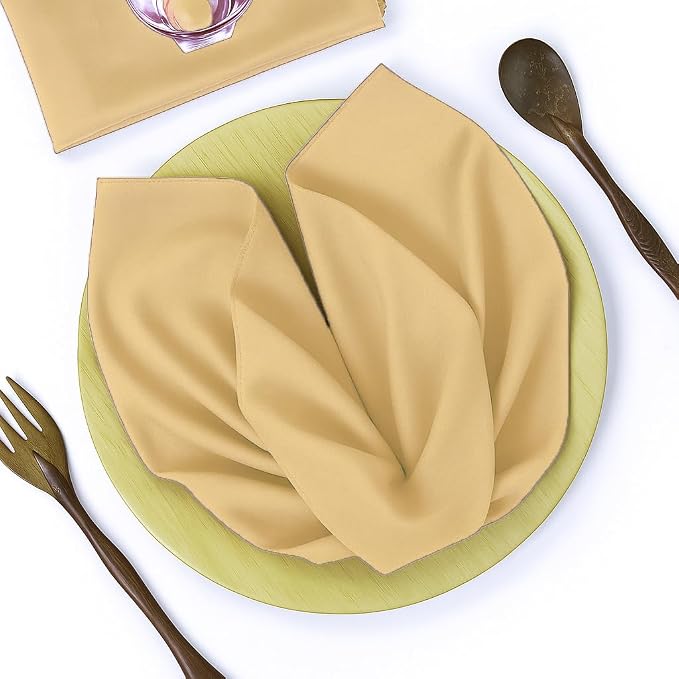 Pack of 100 PCS Cloth Napkins 17x17 inch Washable Polyester Dinner Napkins Soft Table Napkins for Wedding Party Dining Banquet Bistro Decoration - Champagne - Image 2
