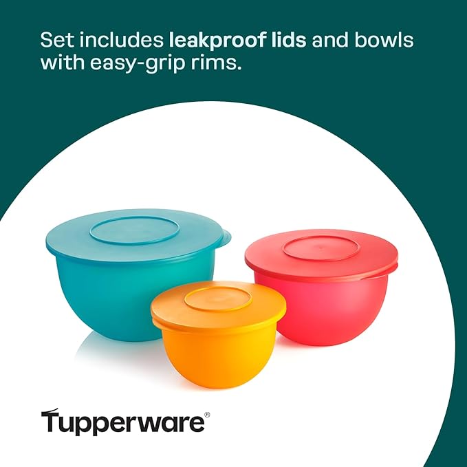 Tupperware Impressions Classic 3 Bowl Food Storage Set in Multi Colors, Dishwasher Safe and BPA Free (3 Containers, 3 Lids) - Image 4