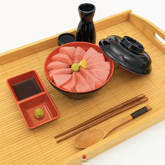 JapanBargain 4099, 4-Pack Large Bamboo Serving Trays with Handles, 20 x 13 Inch Wooden Tea Tray for Lunch Dinner Coffee Snacks Butler Shelf Display - Image 3