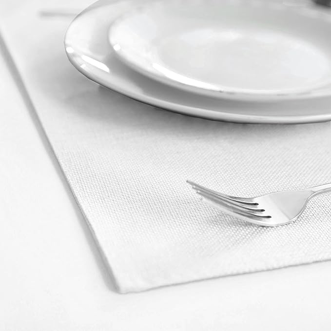 Cloth White Placemats Set of 8, Linen Type Fabric Placemats Machine Washable Heat Resistant Placemats Polyester Place Mats for Halloween, Thanksgiving and Christmas Dining Table (White) - Image 7