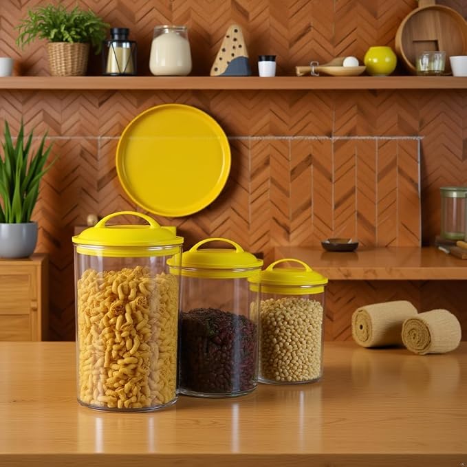 Reston Lloyd Food Storage Containers, BPA Free Airtight Canisters for Cereal, Pasta, Sugar, Coffee, Flour, Cookies, Loose Tea, for Kitchen Organization Set of 3 Lemon (Pack of 4) - Image 2