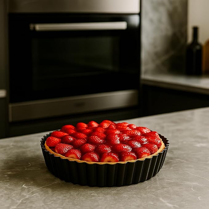 7.87 Inch Deep Dish Pie Pan with Removable Bottom - Fluted Carbon Steel Tart Pan for Quiche Lorraine & Pies - Crispy Crust Baking Dish for Home Bakers - Image 6