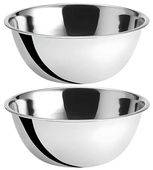 OCS Parts 2-Pack 8 Quart Mixing Bowls |13.25-Inch Stainless Steel Bowls | Professional Grade Flat Base Mixing Bowls for Home and Commercial Kitchens by OCSParts