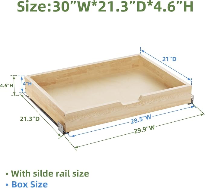 ROOMTEC Pull Out Drawers for Cabinets, 28½” W x 21” D Soft Close Slide Out Drawers for Kitchen Cabinets, Cabinet Pull Out Shelves Requires At Least 29.5” Cabinet Opening, 2PCS - Image 3