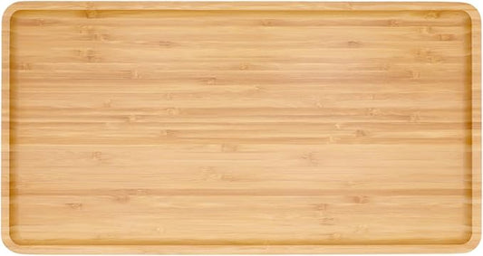 BambooMN Rectangular Bamboo Serving Tray - 17" x 9" - Vertical Tray by BambooMN