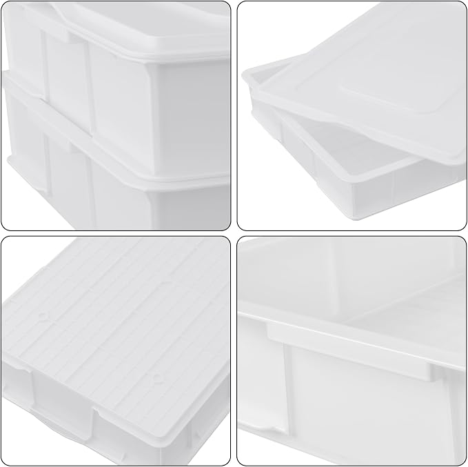 Ramddy 4PCS Commercial Stackable Pizza Dough Proofing Box with Lid | BPA-free, Pizza Proofing Dough Pan, Plastic - Image 2