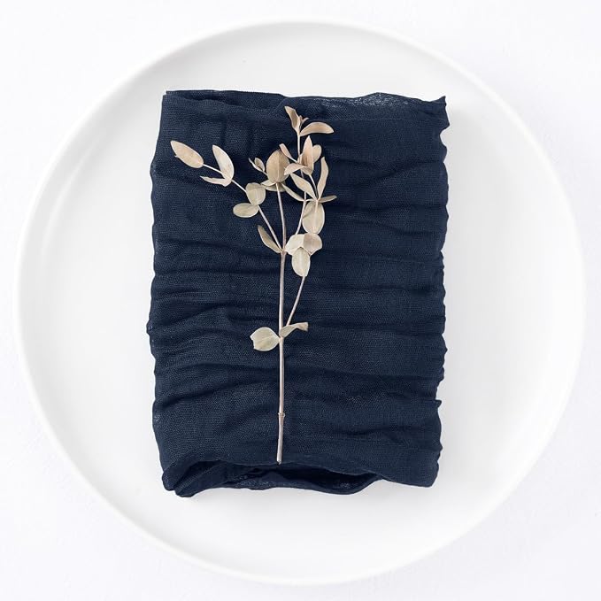 DeZerlor Navy Blue Washable Cheesecloth Napkins Set of 12 for Party | Reusable Cloth Napkins Bulk, for Wedding Bridal Baby Shower Dinner Cocktail Birthday Home, 21x21 Inches - Image 5