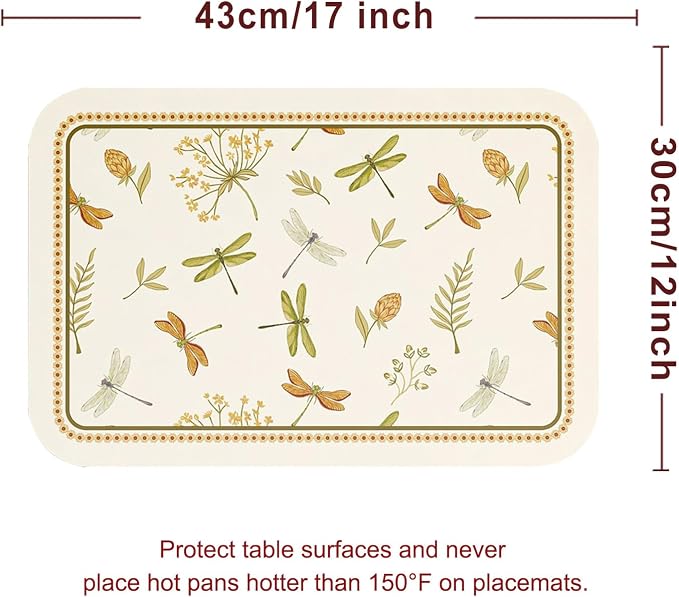 Vinyl Waterproof Placemats Set of 6 Rectangular,12"*17"-Grace B | Wipeable Beautiful Print Place Mats,Stain Resistant,Heat Resistant,Everyday Meals,Kitchen,Dinning,Holiday,Decor - Image 6