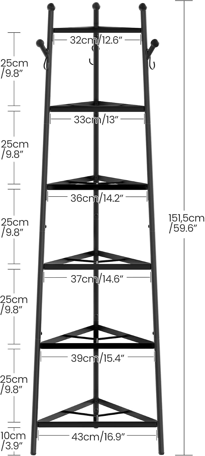 6-Tier Cookware Stand, Triangle Shelf Storage Tower for Kitchen, Pans Pots Storage Rack, Metal Wire Shelf Organizer, Corner Shelf, for Kitchen, Living Room, Black TPR14BB - Image 4