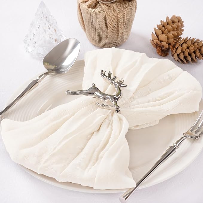 Cloth Napkins Set of 10 21"x21" Reusable Cheesecloth Napkins Bulk Ivory | Boho Rustic Dinner Napkins Washable Gauze Table Napkins Cloth Hemmed Edges for Wedding Bridal Shower Family Gathering Decor - Image 5