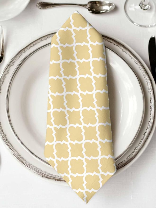 Cloth Napkins Set of 6-20x20 Inches, Yellow Moroccon Washable Reusable Table Napkins, Farmhouse Minimalist Ethnic Geometric Soft & Absortbent Dining Napkin for Party Wedding Hotel Restaurant - Image 2