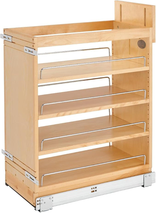 Rev-A-Shelf Maple Pullout Organizer w/ BLUM Soft-Close for Base Cabinets, Full Extension Slides & Adjustable Shelves, Min Opening Width of 11.5", 448-BCSC-11C by Rev-A-Shelf