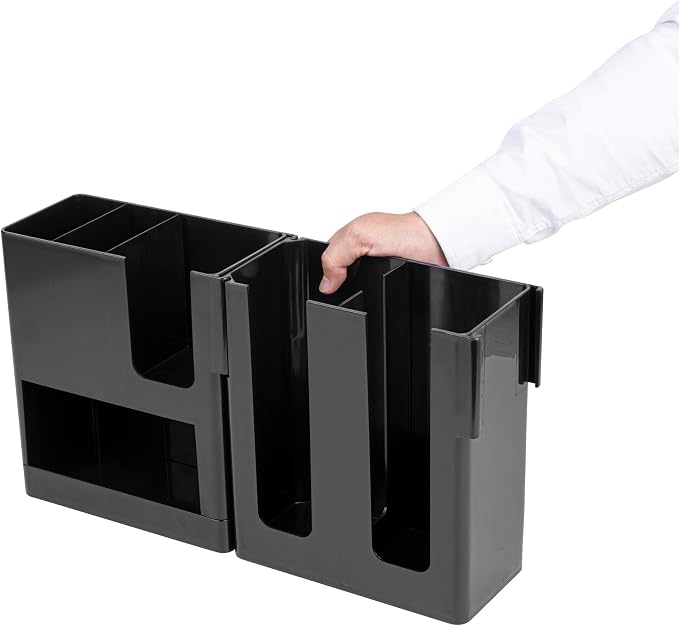 Restaurantware Restpresso Coffee Bar Organizer, 1 Count Durable 6 Compartments, Compact Size, Black Plastic Tabletop Coffee Supplies Organizer For Homes, Office Spaces, Breakrooms, and Lounges - Image 8