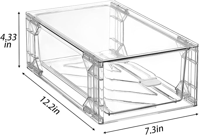 Clear Acrylic Stackable Storage Drawers, Plastic Refrigerator Organizer Bins with Handles for Undersink, Cabinet, Fridge, Closet, Pantry, Office, Bathroom, Kitchen(6 Pack) - Image 3