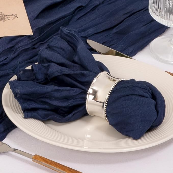 Cloth Napkins Set of 60 21"x21" Reusable Cheesecloth Napkins Navy Blue | Boho Rustic Dinner Napkins Washable Gauze Table Napkins Cloth Hemmed Edges for Wedding Bridal Shower Family Gathering Decor - Image 3