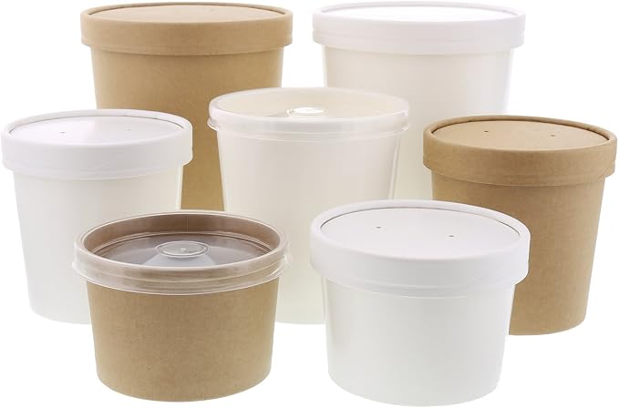 Royal 16 Ounce White Paper Food Container and Lid Combo, Package of 250 - Image 5