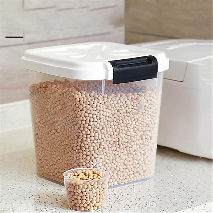 30 LB Rice Storage Container with Measuring Cup, BPA free, For Rice | Grain | Pet Food | Flour, 2 coun, Clear & Black - Image 4
