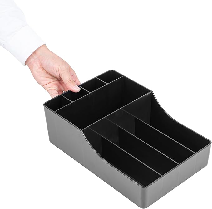 Restaurantware Restpresso Coffee Bar Organizer, 1 Count Durable 9 Compartments, Compact Size, Black Plastic Tabletop Coffee Supplies Organizer For Homes, Office Spaces, Breakrooms, and Lounges - Image 8