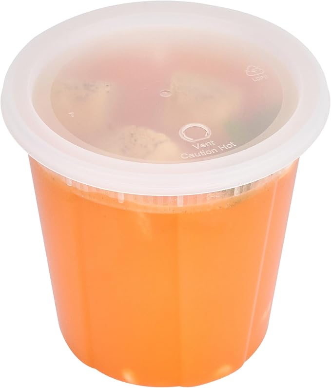 Restaurantware Plastic Food Container 50 Pack of 32 oz Clear Microwave-Safe Storage Container With Lid Leakproof Round Shape Disposable Freezer-Safe - Image 2