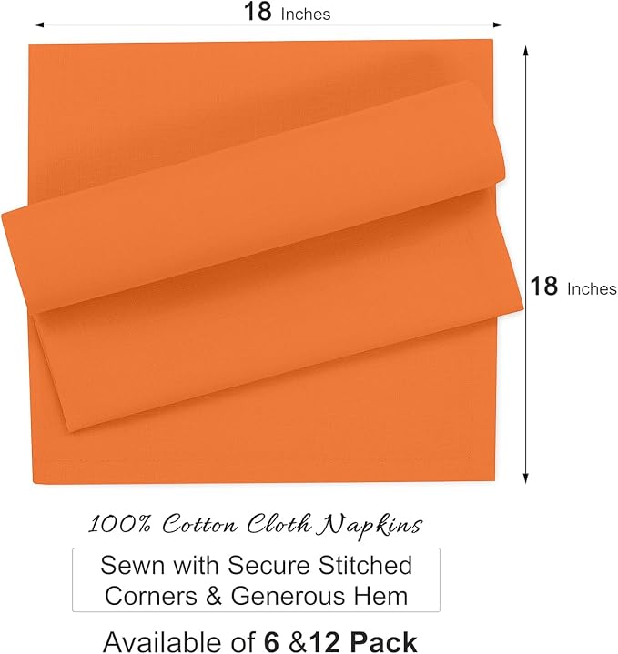 Ruvanti Cloth Napkins Set of 12, 100% Cotton High GSM 18x18 Inches Soft, Washable, Highly Durable & Absorbent, Perfect for Parties, Christmas, Thanksgiving Dinners – Orange Peel - Image 8