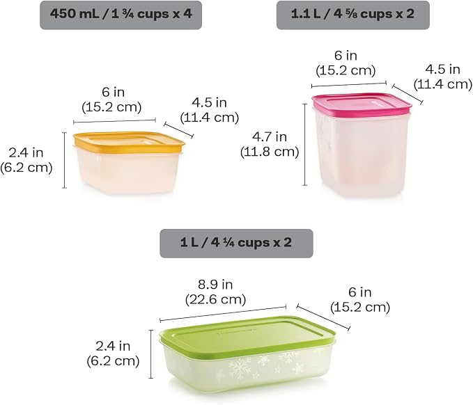 Tupperware Freezer Mates Gen II 8 Piece Food Storage Container Set, Dishwasher Safe and BPA Free (8 Containers, 8 Lids) - Image 3