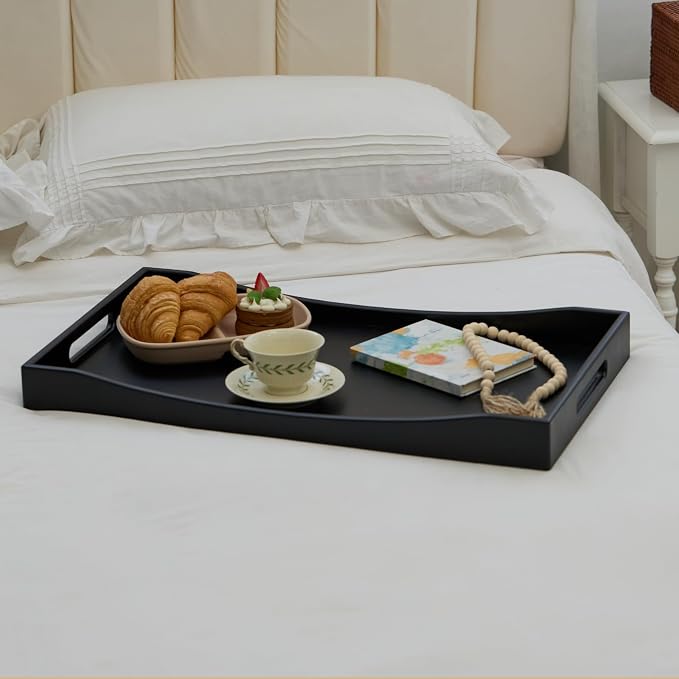 GOBAM Bamboo Extra Large Ottoman Tray, 26 x 15 inches - Wooden Tray for Dining Table & Parties, Serving Tray with Handles for Food, Cheese, Snacks, Tea, Coffee & Wine - Image 7