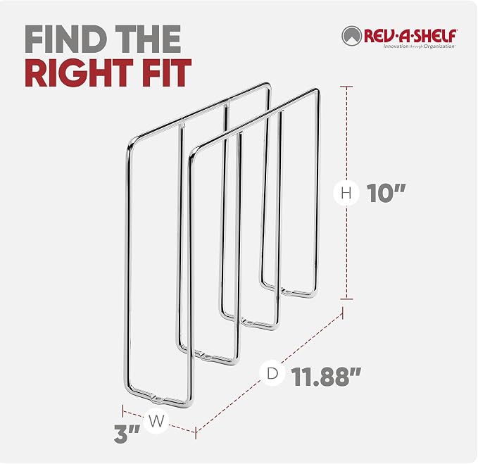 Rev-A-Shelf Baking Sheet Organizer for Wall/Base Cabinets, U-Shaped Bakeware & Cookie Sheet Wire Tray Divider for Kitchen Storage, Chrome, 596-10CR-52 - Image 3