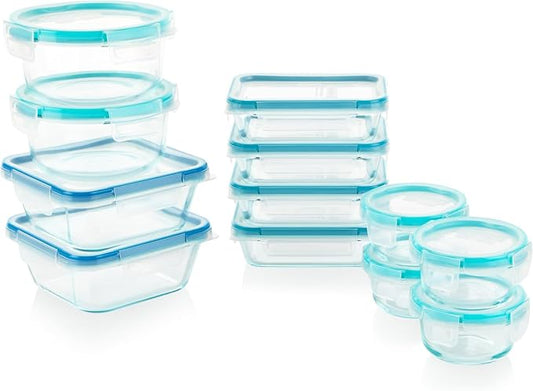Snapware Glass Total Solutions (12-Pack) Food Storage Containers Set | Airtight & leakproof plastic locking BPA-free lids, freezer, dishwasher, microwave safe by Snapware