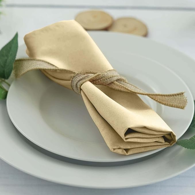 Efavormart Premium Cloth Napkins Set of 5, 20x20 Inch Champagne Seamless Dinner Napkins, Washable Linen Table Napkin Cloth with Hemmed Edges for Weddings, Party and Banquet - Image 6
