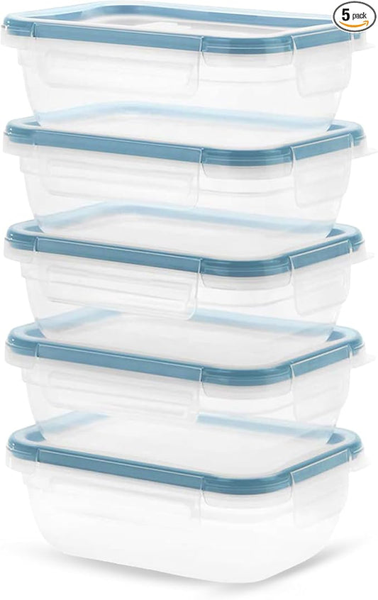 Snapware Plastic Total Solutions (5-Pack, 3 Cup) Food Storage Containers Set, Airtight & Leakproof Plastic Locking BPA-Free Lids Tupperware, Freezer Dishwasher Microwave Safe by Snapware