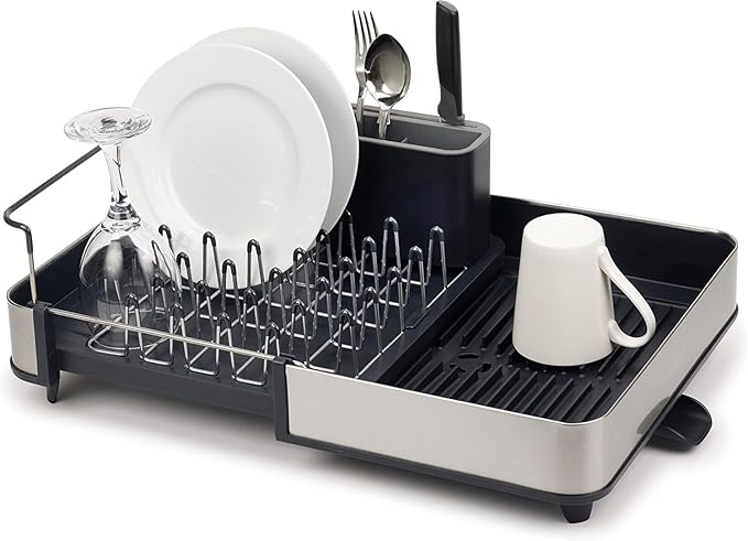 Joseph Joseph Extendable Dish Drying Rack with Dual Parts - Stainless Steel, Non-Scratch, Movable Utensil Drainer & Drainage Spout, Gray by Unknown