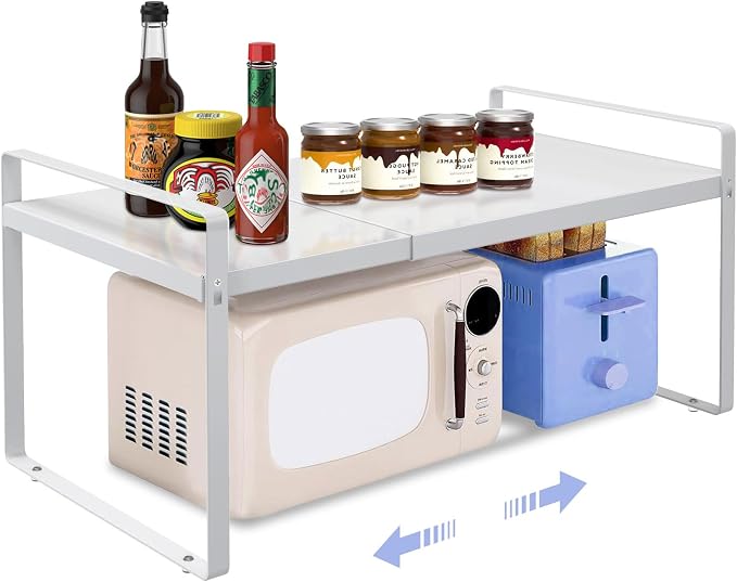Expandable Cabinet Shelf Organizer, 14"-25" Adjustable Rack | Adjustable Width for Cabinet, 11" Wide Spice Rack, Countertop Shelf & Small Pantry Storage, Kitchen Counter Organizer by KOMOHOM