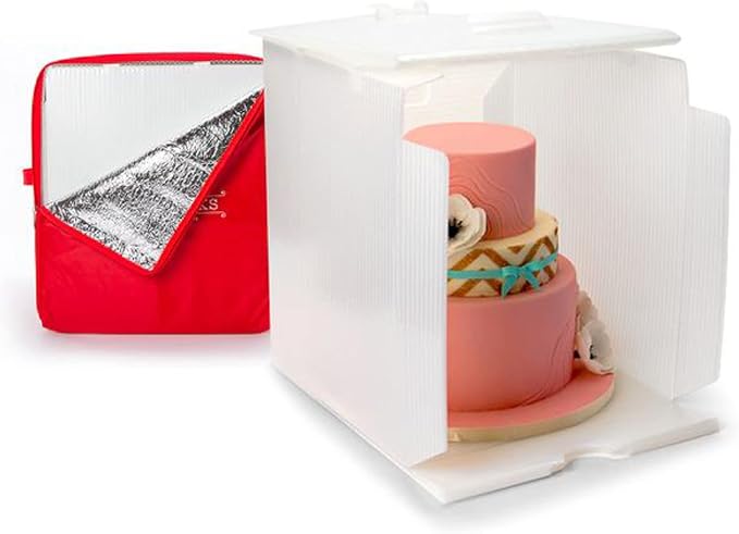 Innovative Sugarworks Small Cake Porter with Insulated Cover and Cake Carrier, 14" x 14" x 16", White by InnovativeSugarworks