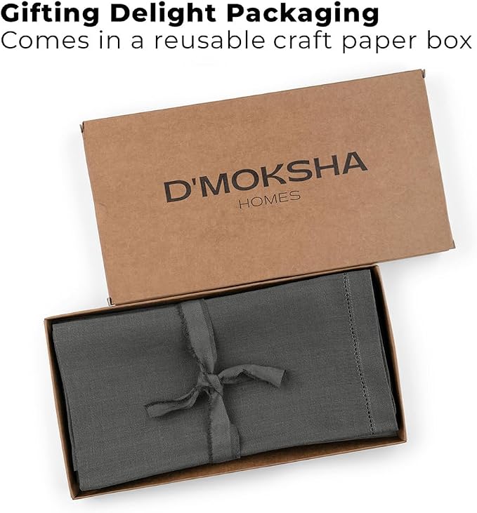Signature Linen™ by D'Moksha Charcoal Gray Dinner Napkins Set of 4, 20 x 20 Inch Cloth Napkins, 100% Pure Linen, Hemstitch, Machine Washable Table Napkins- Summer, Weddings, Outdoor hostings - Image 5