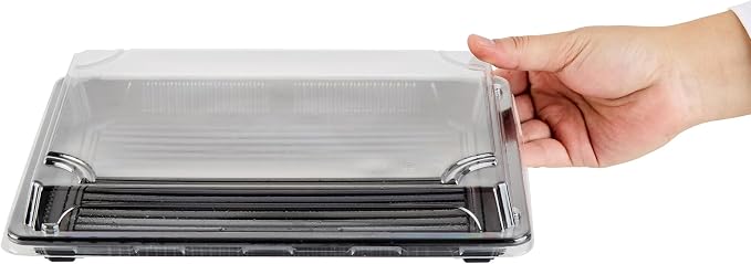 Restaurantware Plastic Sushi Trays 100 Pack of 10 x 7.2 x 1.77 Inch With Clear Lids Leak-Resistant Sushi Take Out Boxes Stackable Containers For Grab-And-Go - Image 11