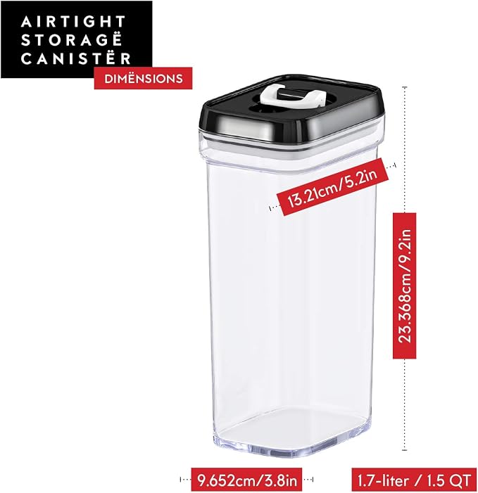 DWËLLZA KITCHEN Airtight Food Storage Containers Set - 10 PC Set - For Kitchen Pantry Organization and Storage - BPA-Free - Clear Plastic Dry Food Canisters with Improved Lids, Keeps Food Fresh. - Image 5