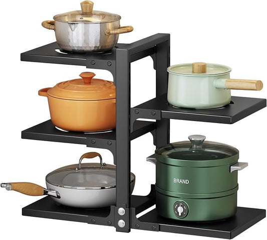 Pots and Pans Organizer for Cabinet, Heavy Duty Pot Pan Rack under Sink Organizers and Storage，Kitchen Cabinet Organizer with 5 Adjustable Tiers by YANYYGu