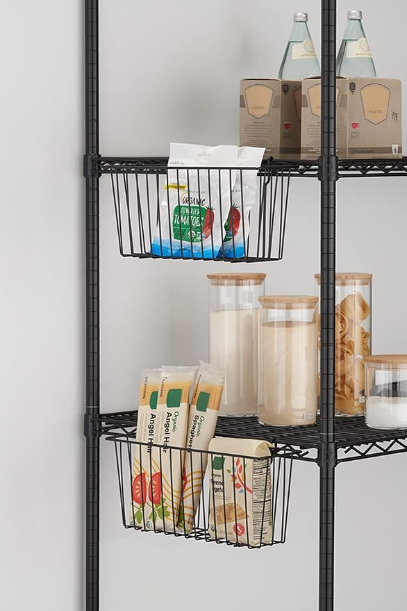 TRINITY 15-Inch Metal Hanging Basket to Use With Shelf Units and Storage Racks for Garage, Kitchen, and Closet Organization, NSF Certified, 10 Pound Capacity, Black, 2-Pack - Image 5