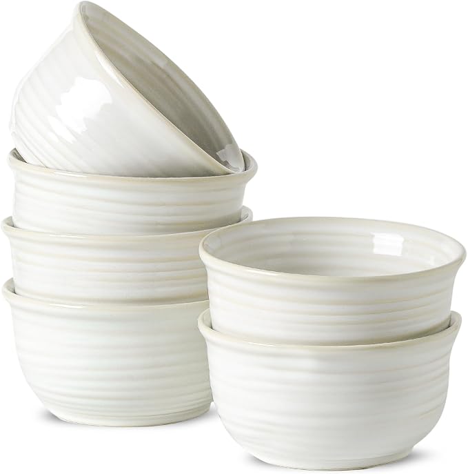 Hasense Cereal Bowls, 20 Ounce Soup Bowls Set of 6, Ceramic Deep Bowl for Kitchen, Perfect for salad Pasta Dessert Oatmeal, Dishwasher and Microwave Safe, Clay-Infused White by Hasense