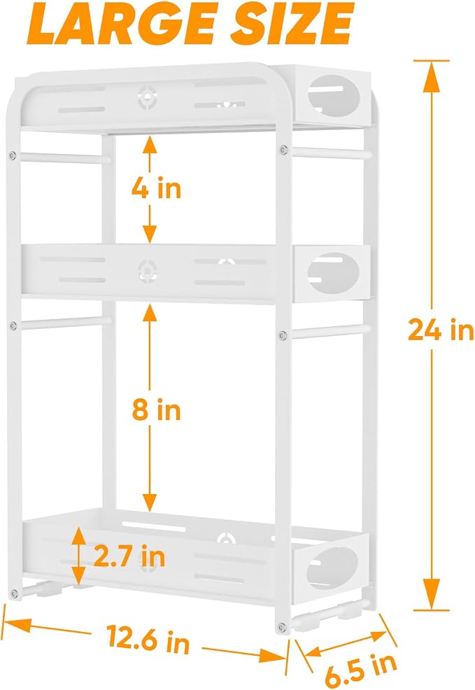 Aduanbang 3-Tier Counter Organizer Shelf, Metal Spice Rack for Kitchen, Vanity, Coffee Area and Home Office, (White, 3 Tier) - Image 3