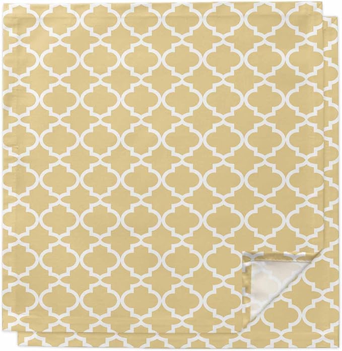 Cloth Napkins Set of 2-20x20 Inches, Yellow Moroccon Washable Reusable Table Napkins, Farmhouse Minimalist Ethnic Geometric Soft & Absortbent Dining Napkin for Party Wedding Hotel Restaurant by Unknown