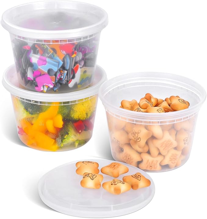 [16 OZ, 50 Sets and 32 OZ, 40 Sets Plastic Deli Food Storage Containers with Airtight Lids Bundle - Image 5