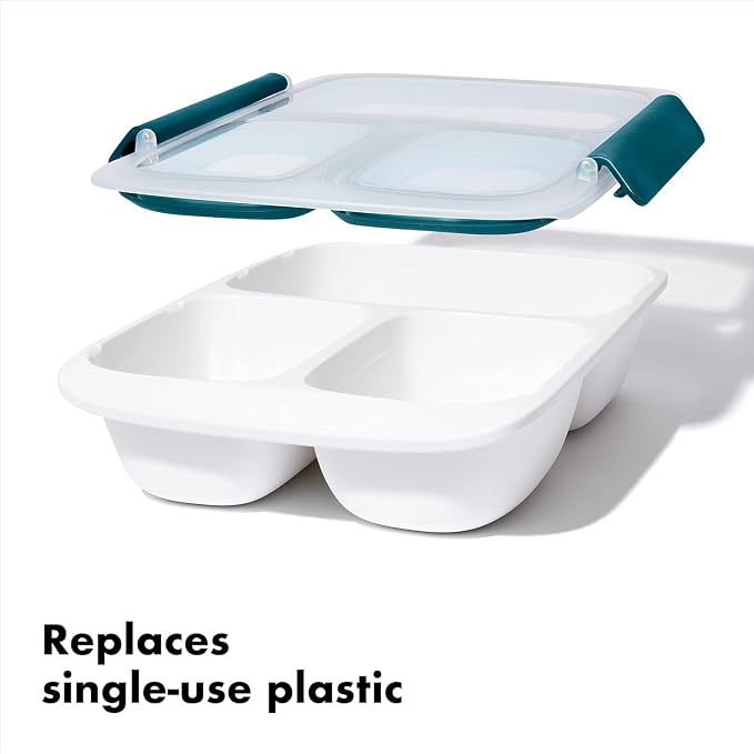 OXO Good Grips Prep & Go Divided Container 4.1 Cups/1 L - Leakproof Food Storage, Pack of 4 - Image 3